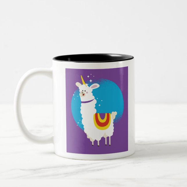 Alpaca Unicorn Two-Tone Coffee Mug (Left)