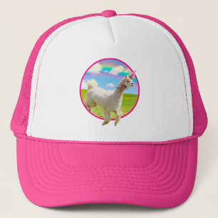 Alpaca Unicorn Under Rainbow Sky Trucker Hat