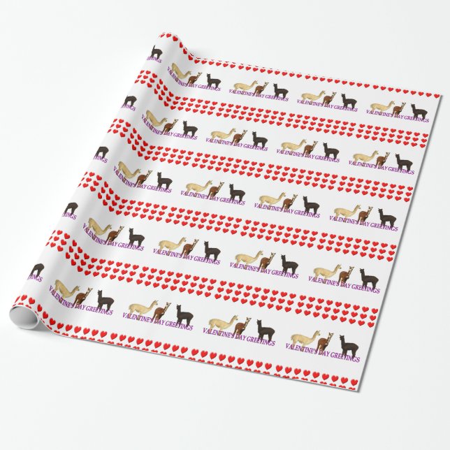 Alpaca Valentine Wrapping Paper (Unrolled)