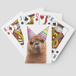 Alpaca Wearing Party Hats Playing Cards