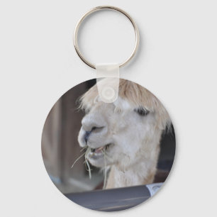 Alpaca, White Key Ring