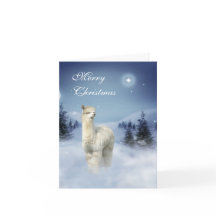 Alpaca Winter Night Christmas Cards