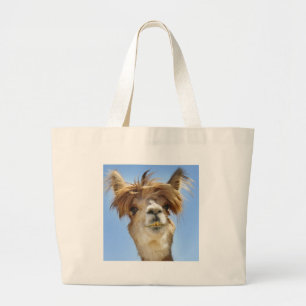Alpaca with Crazy Hair Large Tote Bag