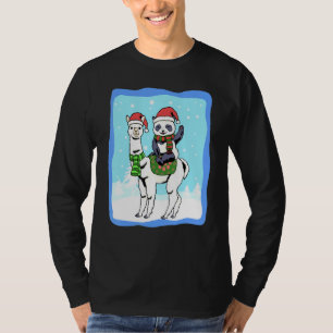 Alpaca Women Panda Kids Merry Christmas Llama T-Shirt