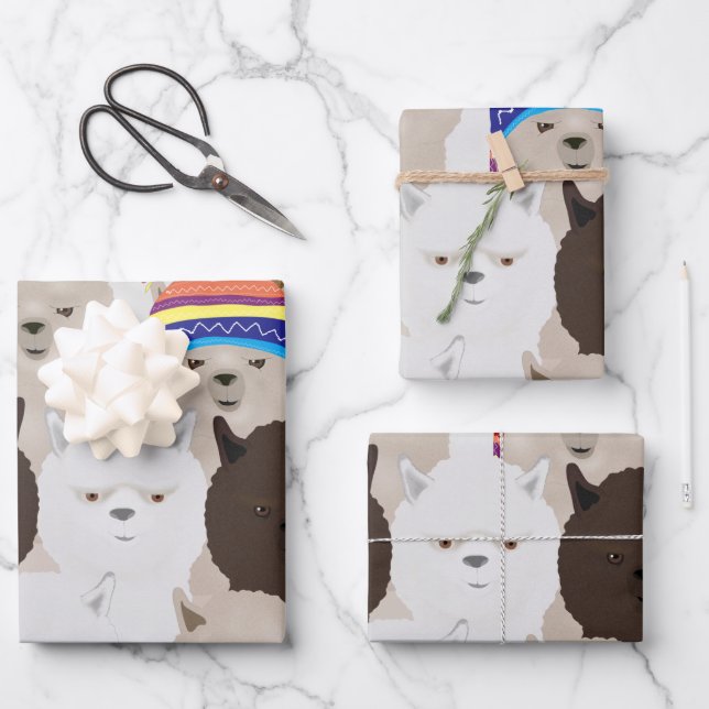Alpaca Wrapping Paper Sheets (Front)