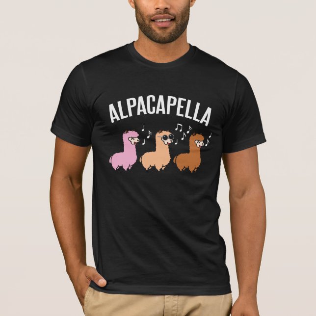 Alpacapella Acapella Alpaca Llama Music Musician T-Shirt (Front)