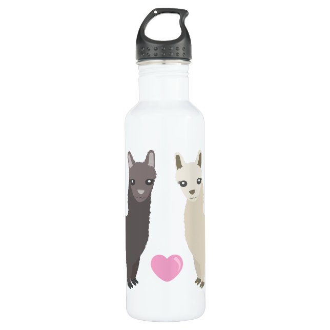 Alpacas and Heart 710 Ml Water Bottle (Front)