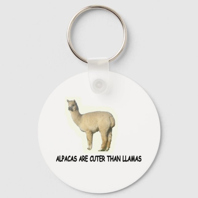 Alpacas are cuter than llamas key ring (Front)