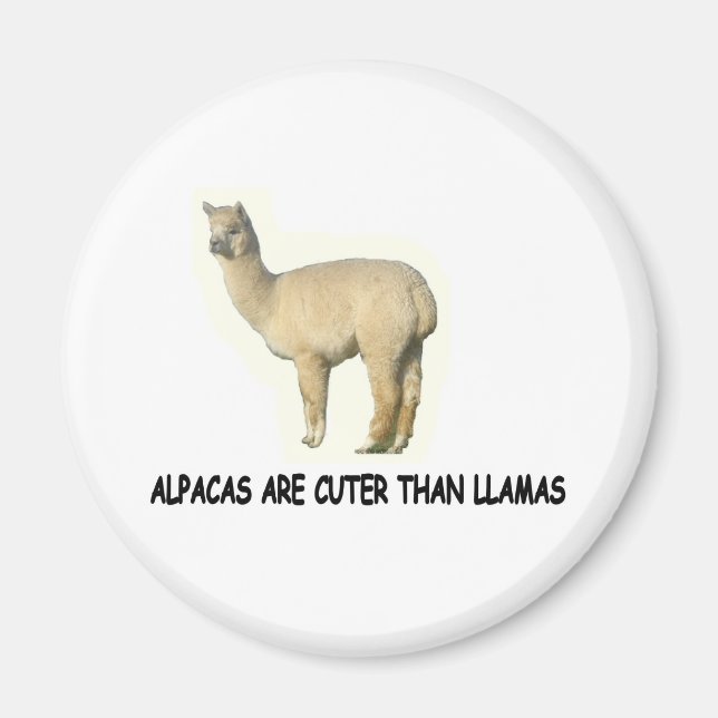 Alpacas are cuter than llamas magnet (Front)