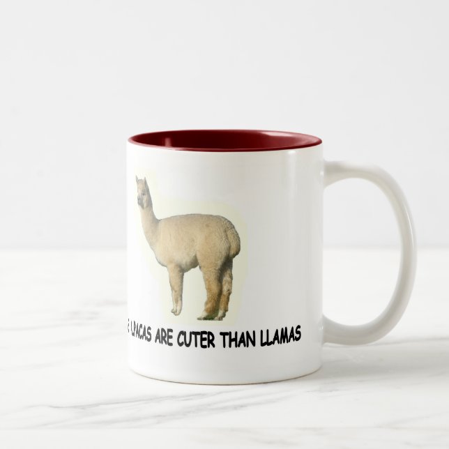 Alpacas are cuter than llamas Two-Tone coffee mug (Right)