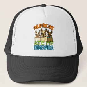 Alpacas Ate My Homework Funny Alpaca Lover Trucker Hat