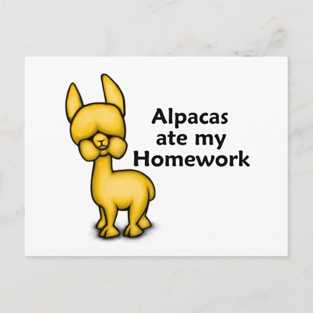 Alpacas ate my Homework Postcard (Front)