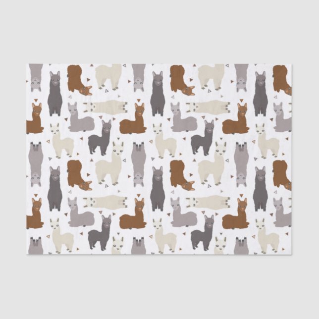 Alpacas Geo Pattern Tissue Paper (Front)