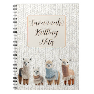 Alpacas in Sweaters Personalised Knitting Notebook