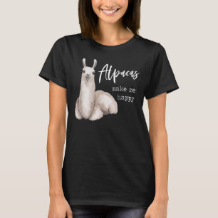 Alpacas Make Me Happy Cute Llama Love Pun Quote T-Shirt