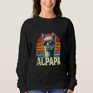 ALPAPA Retro Alpaca Wearing Sunglasses Graphic Sweatshirt