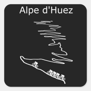 Alpe d Huez in France cycling design for men and Square Sticker
