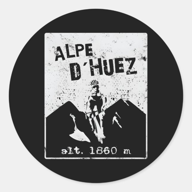 Alpe D'Huez Cycling Bike Classic Round Sticker (Front)
