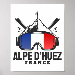 Alpe D'huez France Ski Resort Retro Skiing Poster