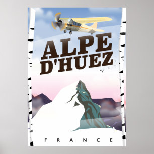 Alpe d'Huez, France ski travel poster