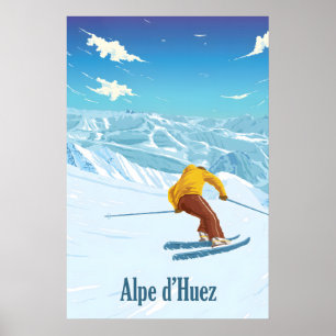 Alpe dHuez Ski Resort Travel Poster