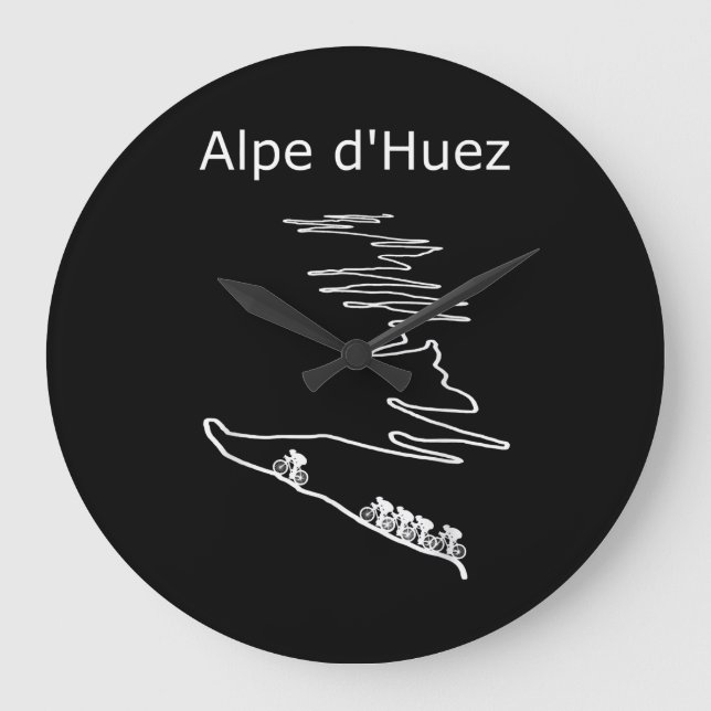 Alpe Huez In France Cycling Design  Men Large Clock (Front)