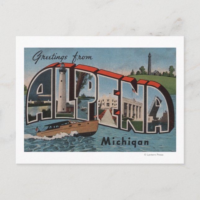 Alpena, Michigan - Large Letter Scenes Postcard (Front)