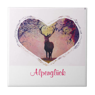Alpenglück Hirsch Glasuntersetzer Ceramic Tile