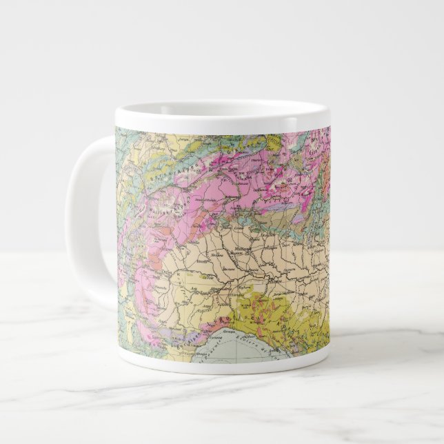 Alpenlander - Atlas Map of the Alps Large Coffee Mug (Front Left)