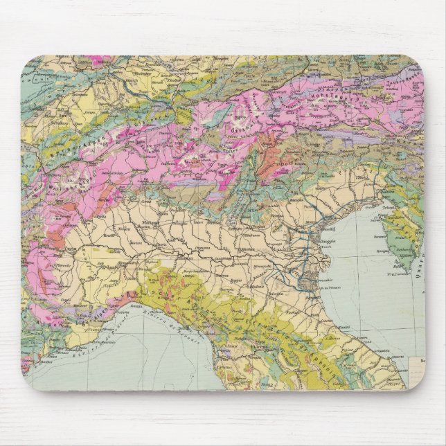 Alpenlander - Atlas Map of the Alps Mouse Pad (Front)