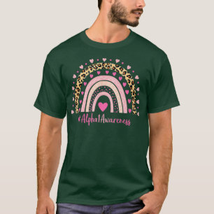 Alpha 1 Awareness Pink Heart Leopard Rainbow Alpha T-Shirt