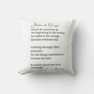 Alpha and omega poem  cushion