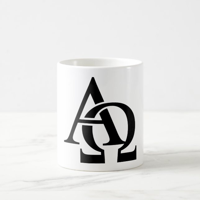Alpha and Omega symbols | Greek Alphabet Letters Coffee Mug (Center)