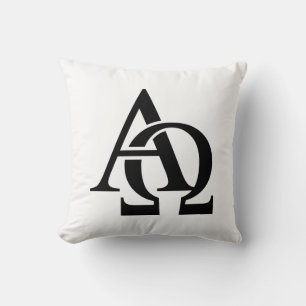 Alpha and Omega symbols Greek Alphabet Letters Cushion