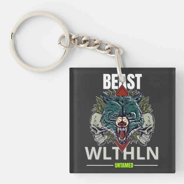 Alpha Beast _ Untamed Wolf Streetwear Fearless  Key Ring (Front)