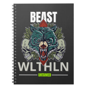 Alpha Beast _ Untamed Wolf Streetwear Fearless  Notebook