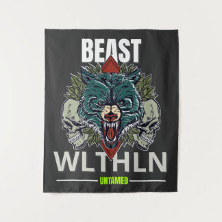 Alpha Beast _ Untamed Wolf Streetwear Fearless  Tapestry
