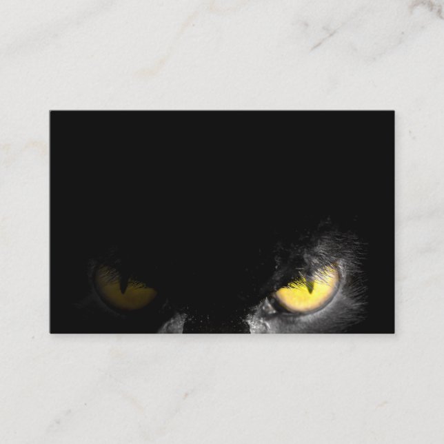Alpha Cat  with deadly stare on black Business Card (Front)