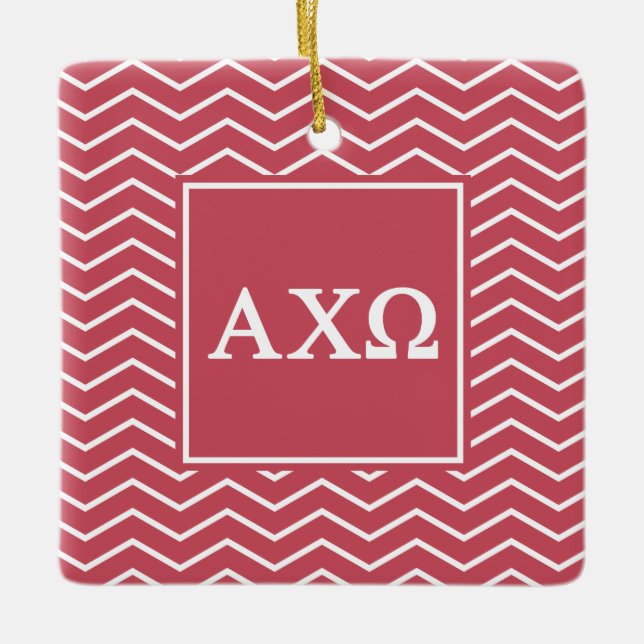 Alpha Chi Omega | Chevron Pattern Ceramic Tree Decoration (Front)