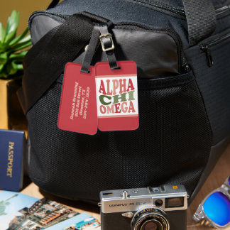 Alpha Chi Omega Groovy Retro Stacked Graphic Luggage Tag