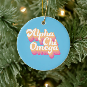 Alpha Chi Omega   Groovy Script Ceramic Ornament