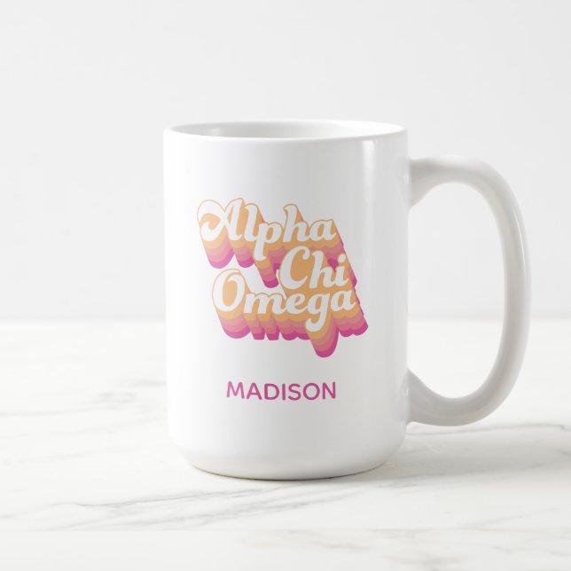 Alpha Chi Omega | Groovy Script Coffee Mug (Right)