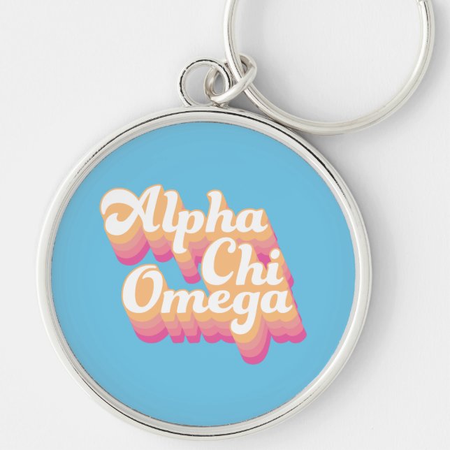 Alpha Chi Omega | Groovy Script Key Ring (Front)