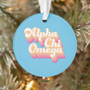 Alpha Chi Omega   Groovy Script Ornament