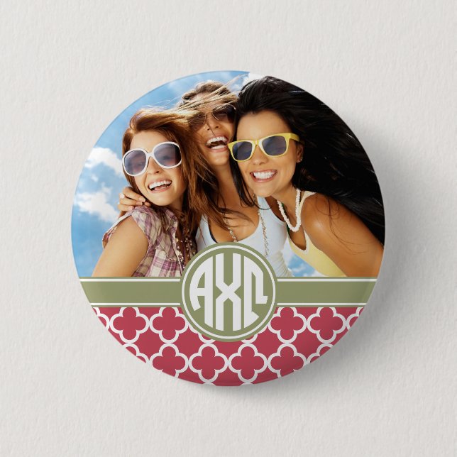 Alpha Chi Omega | Monogram and Photo 6 Cm Round Badge (Front)