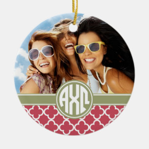 Alpha Chi Omega   Monogram and Photo Ceramic Ornament