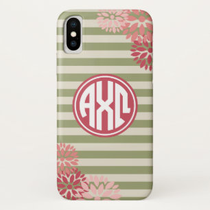 Alpha Chi Omega   Monogram Stripe Pattern iPhone X Case