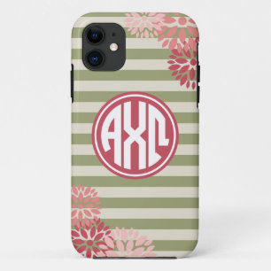 Alpha Chi Omega   Monogram Stripe Pattern iPhone 11 Case