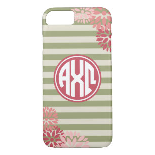 Alpha Chi Omega   Monogram Stripe Pattern iPhone 8/7 Case