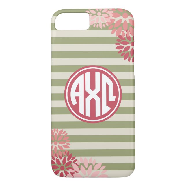Alpha Chi Omega | Monogram Stripe Pattern Case-Mate iPhone Case (Back)